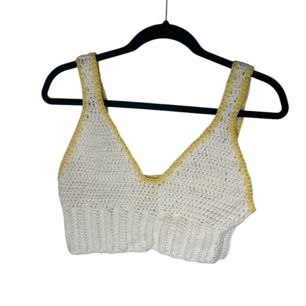 Homemade White and Yellow Crochet Crop Top